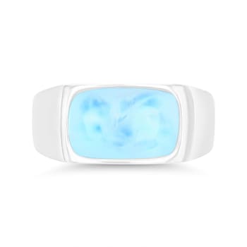 Larimar Front Rhodium Over Sterling Silver Ring