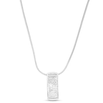 Larimar and Cubic Zirconia Mosaic Rhodium Over Sterling Silver
Adjustable Necklace