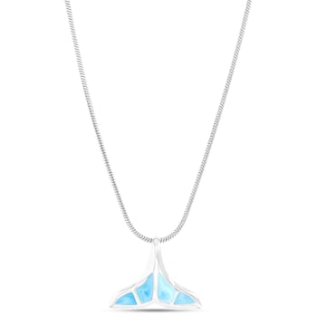 Larimar Tail Rhodium Over Sterling Silver Adjustable Necklace