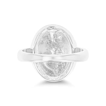 Larimar and Cubic Zirconia Rhodium Over Sterling Silver Halo Ring