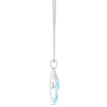 Larimar and Cubic Zirconia Dolphin Rhodium Over Sterling Silver
Adjustable Necklace