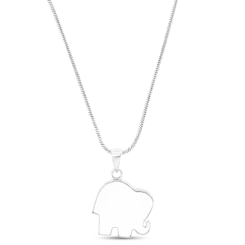 Larimar Elephant Rhodium Over Sterling Silver Adjustable Necklace