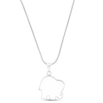 Larimar Elephant Rhodium Over Sterling Silver Adjustable Necklace