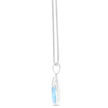 Larimar Wave Cirle Rhodium Over Sterling Silver Adjustable Necklace