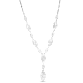 Marquise-Shaped Larimar Rhodium Over Sterling Silver "Y" Necklace