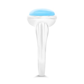 8.2mm Round Larimar Bezel Fashion Ring