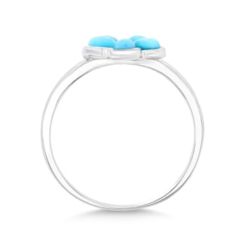 Larimar Rhodium Over Sterling Silver Clover Ring