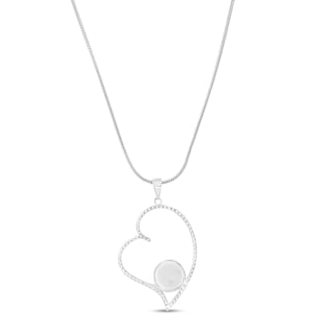 Larimar and Cubic Zirconia Open Heart Rhodium Over Sterling Silver
Adjustable Necklace