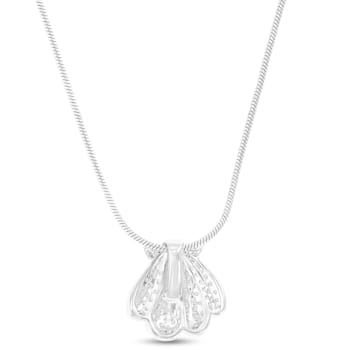 Larimar Shell Rhodium Over Sterling Silver Adjustable Necklace