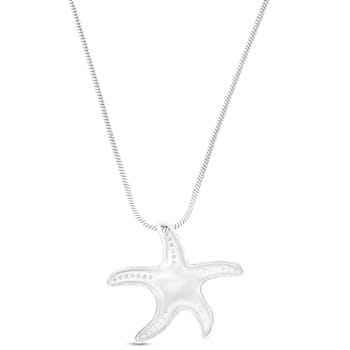 Larimar and Cubic Zirconia Starfish Rhodium Over Sterling Silver
Adjustable Necklace