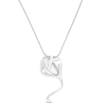 Larimar Textured Stingray Rhodium Over Sterling Silver Adjustable Necklace