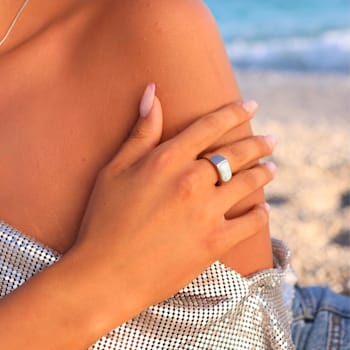Larimar Front Rhodium Over Sterling Silver Ring