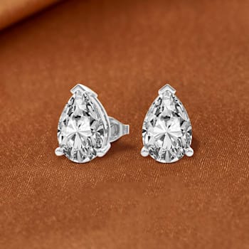 4 Ct 14K White Gold IGI Certified Pear Shape Lab Grown Diamond Stud
Earrings Friendly Diamonds