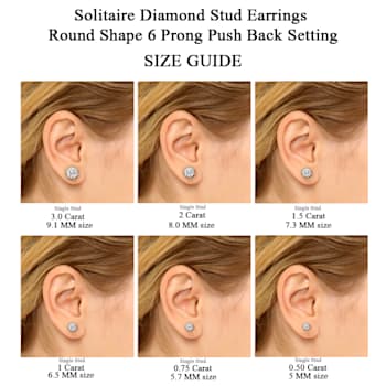 6 Ct 14K Gold IGI Certified Lab Grown Round Shape 6 Prong Diamond Stud
Earrings Friendly Diamonds