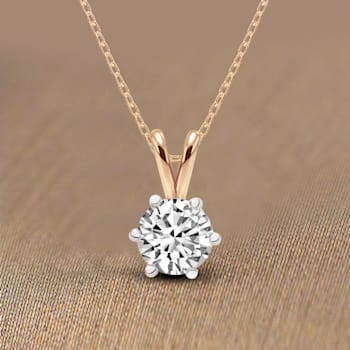 2 Ct 14K Rose Gold IGI Certified Lab Grown Round Shape 6 Prong Diamond
Necklace Friendly Diamonds