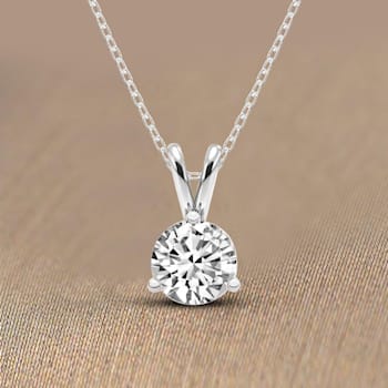1.5 Ct 14K White Gold IGI Certified Lab Grown Round Shape 3 Prong
Diamond Necklace Friendly Diamonds