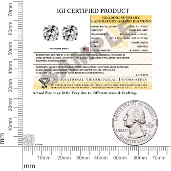 1 Ct 14K Gold IGI Certified Lab Grown Round Shape 4 Prong Diamond Stud
Earrings Friendly Diamonds