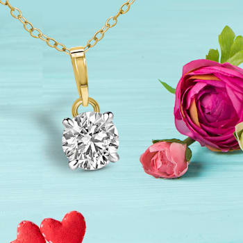 1.5Ct 14K Yellow Gold IGI Certified Lab Grown Round Shape 4 Prong
Diamond Necklace Friendly Diamonds
