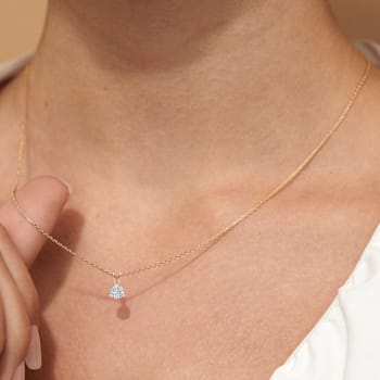 1.5Ct 14K Yellow Gold IGI Certified Lab Grown Round Shape 3 Prong
Diamond Necklace Friendly Diamonds