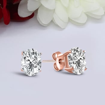 2 Ct 14K Rose Gold IGI Certified Oval Shape Lab Grown Diamond Stud
Earrings Friendly Diamonds