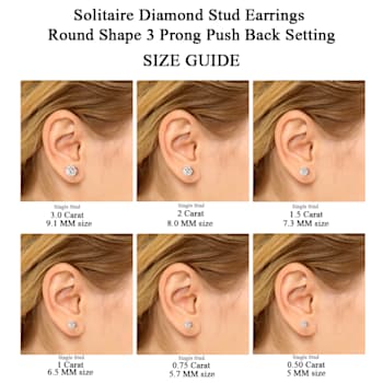 1.5 Ct 14K Gold IGI Certified Lab Grown Round Shape 3 Prong Diamond Stud
Earrings Friendly Diamonds
