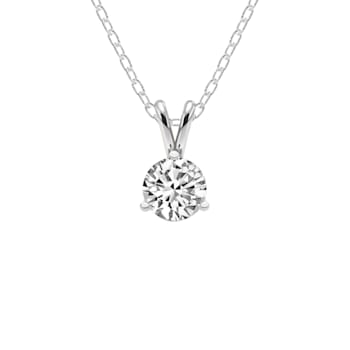 1.5 Ct 14K White Gold IGI Certified Lab Grown Round Shape 3 Prong
Diamond Necklace Friendly Diamonds