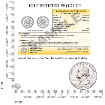 0.50 Ct 14K White Gold IGI Certified Lab Grown Bezel Solitaire Stud
Earrings Friendly Diamonds
