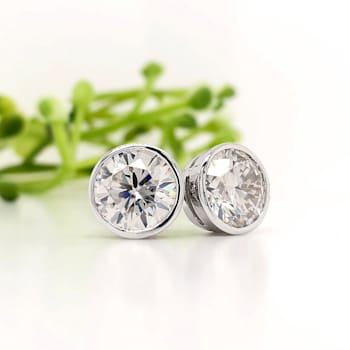 2 Ct 14K White Gold IGI Certified Lab Grown Bezel Solitaire Stud
Earrings Friendly Diamonds