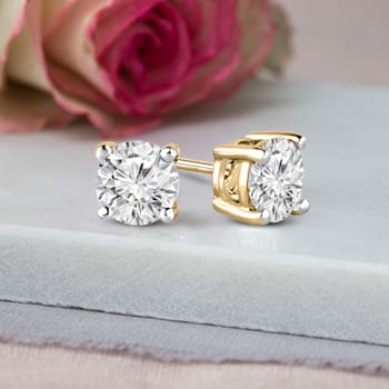 1 Ct 14K Gold IGI Certified Lab Grown Round Shape 4 Prong Diamond Stud
Earrings Friendly Diamonds