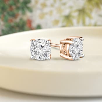 1 Ct 14K Gold IGI Certified Lab Grown Round Shape 4 Prong Diamond Stud
Earrings Friendly Diamonds