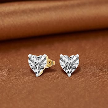 4 Ct 14K Yellow Gold IGI Certified Heart Shape Lab Grown Diamond Stud
Earrings Friendly Diamonds