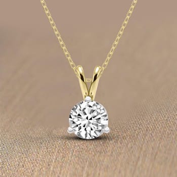 1.5Ct 14K Yellow Gold IGI Certified Lab Grown Round Shape 3 Prong
Diamond Necklace Friendly Diamonds