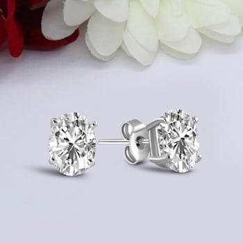2 Ct 14K White Gold IGI Certified Oval Shape Lab Grown Diamond Stud
Earrings Friendly Diamonds