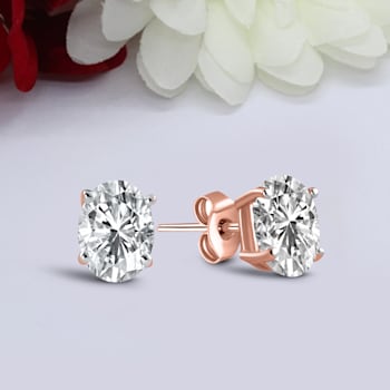 4 Ct 18K Rose Gold IGI Certified Oval Shape Lab Grown Diamond Stud
Earrings Friendly Diamonds