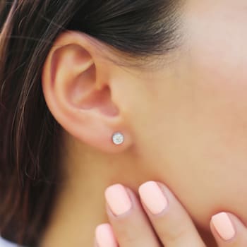 0.50 Ct 14K White Gold IGI Certified Lab Grown Bezel Solitaire Stud
Earrings Friendly Diamonds