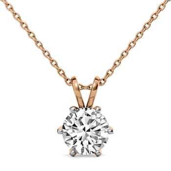 1 Ct 14K Gold IGI Certified Lab Grown Round Shape 6 Prong Diamond
Pendant Necklace Friendly Diamonds