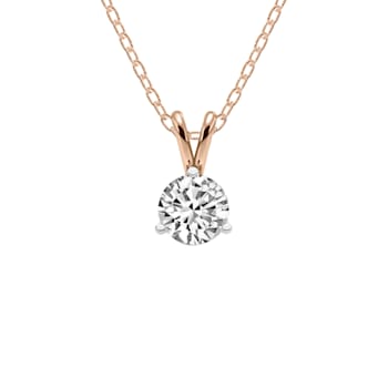 1 Ct 14K Gold IGI Certified Lab Grown Round Shape 3 Prong Diamond
Pendant Necklace Friendly Diamonds