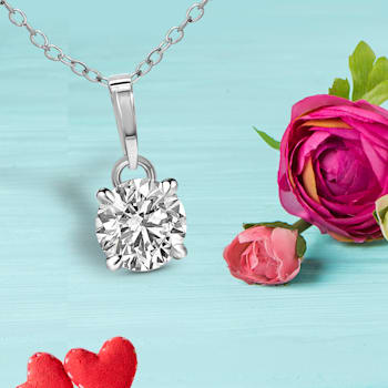1.5 Ct 14K White Gold IGI Certified Lab Grown Round Shape 4 Prong
Diamond Necklace Friendly Diamonds