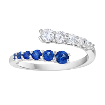 14K White Gold 0.76ct Sapphire and Diamond Ring
