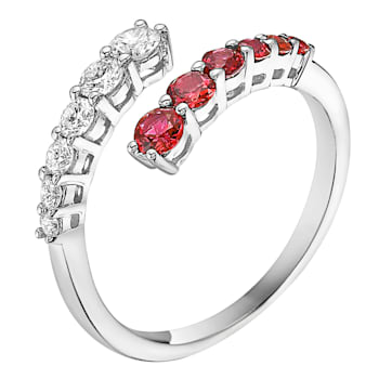 14K White Gold 0.79ct Ruby and Diamond Ring