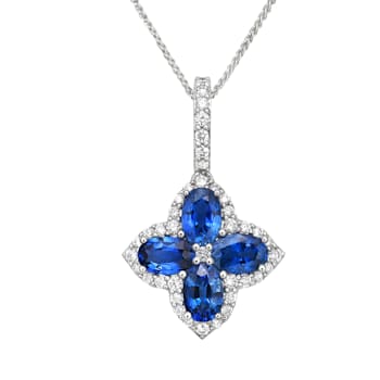 14KW 2.72ct Sapphire and Diamond Pendant With Chain