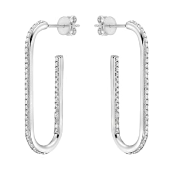 14K White Gold 0.49ct Diamond Hoop Earrings