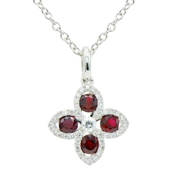 14KW 0.53ct Ruby and Diamond Pendant With Chain