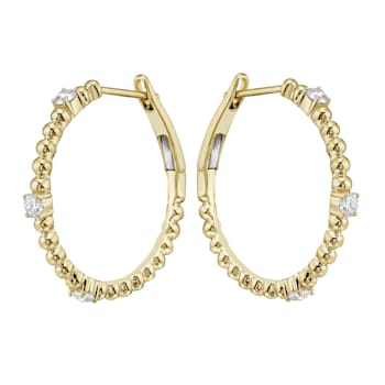 14K Yellow Gold 0.53ct Diamond Hoop Earrings