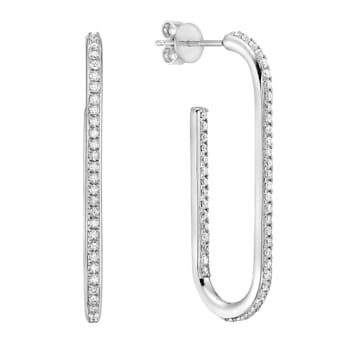 14K White Gold 0.49ct Diamond Hoop Earrings