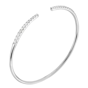 14K White Gold 0.81ctw Diamond Bangle