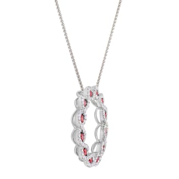 14KW 0.89ct Ruby and Diamond Pendant With Chain