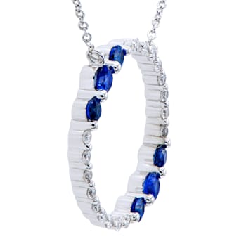 14KW 0.56ct Sapphire and Diamond Pendant With Chain