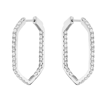 14K White Gold 1.95ct Diamond Hoop Earrings