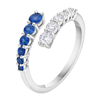 14K White Gold 0.76ct Sapphire and Diamond Ring